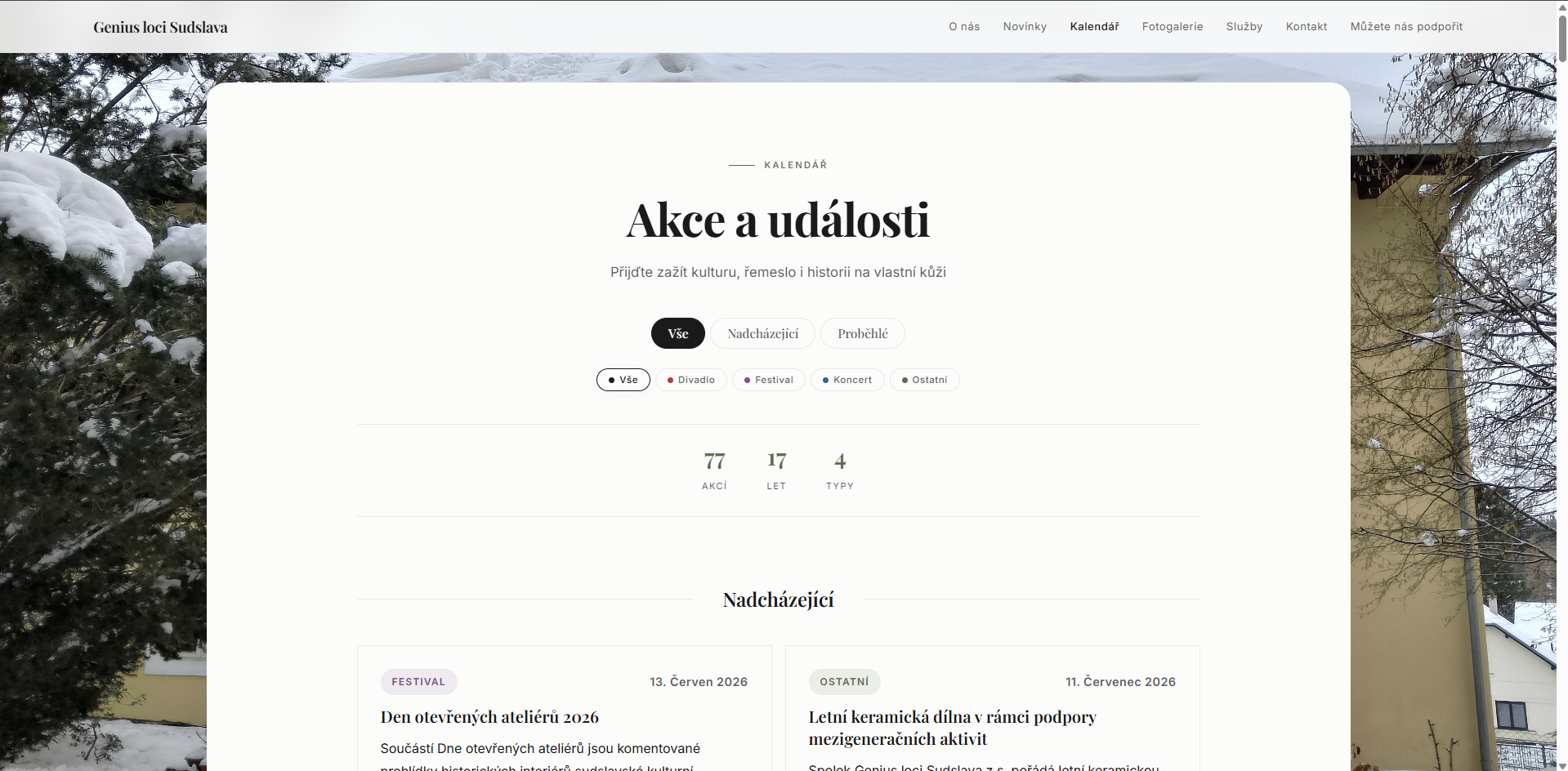 Genus Loci Sudslava — web pro spolek